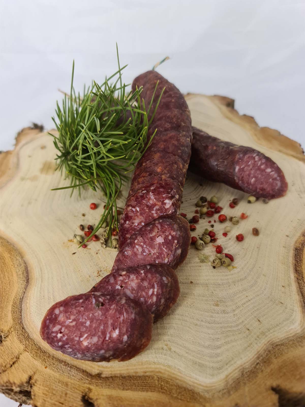 Wildschwein Salami mit grünem Pfeffer 300g › Gasthof Reuner in Glashütte